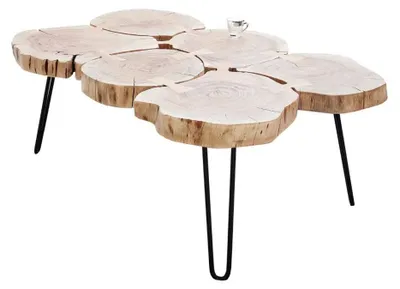 Productafbeelding van Rechthoekige NOMA salontafel 110 cm in massief acaciahout - Design salontafel met metalen poten