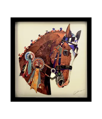 Produktbild von Der teure Gewinn - 3D Collage Kunst Art Bild Handgefertigt 61x61cm Pferd Rennen Reiten Derby