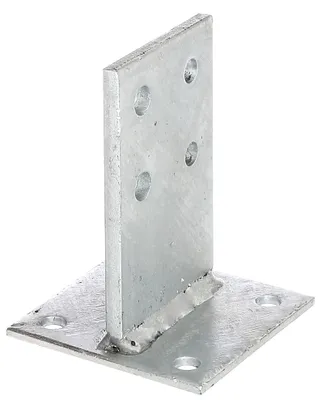 A single galvanized metal post anchor bracket is shown against a white background.