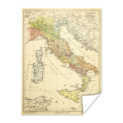Obrázok produktu pre MuchoWow® Plagát - Mapa - Taliansko - Vintage - 120x160