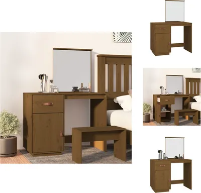 Produktbild von vidaXL Schminktisch Honigbraun 95x50x134 cm Massivholz Kiefer -  Schminktische
