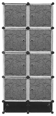 Image de Armoire modulaire - Armoire de rangement pour vêtements - Structure métallique - Panneaux en plastique - Armoire à chaussures - 167 x 76 x 37 cm - Noir