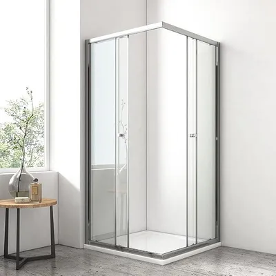 Produktbild von Duschkabine 80 x 80 x 185 cm Eckeinstieg mit Schiebetüren, Duschabtrennung Doppel Schiebetür Dusche,Duschwand Duschtür 5mm ESG Glas Duschkabinen Fertigdusche Komplettdusche