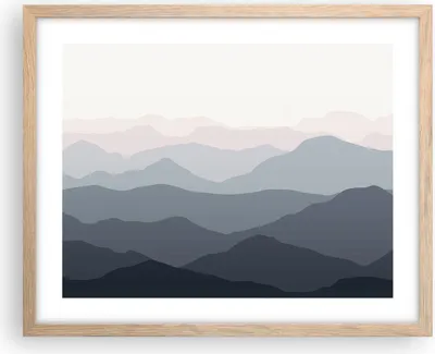 Produktbild von Gerahmtes Poster - Rahmen in heller Eiche - Berge Grafiken Buntstift - 50x40 cm - Wand Bild - Wanddeko - Wandbilder - Kunstposter - Wandposter - Bilderrahmen - Bilder - Kunstdruck - P2NAA50x40-4389