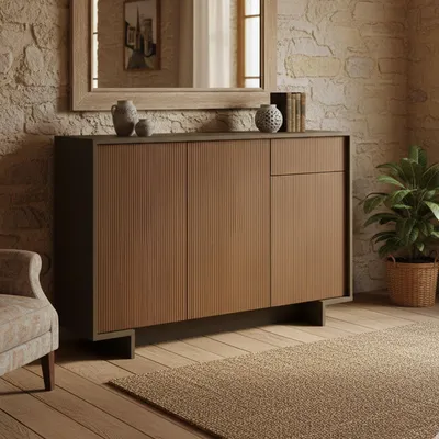 Imagen del producto de Arius - Aparador, 134x35x87h cm Marrón, 2 Estantes Hecho en Italia