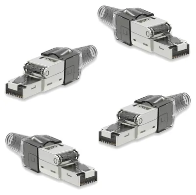 Produktbild von 4x Netzwerkstecker CAT 7 Werkzeuglos RJ45 Netzwerk Stecker Verlegekabel Metall