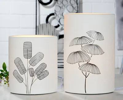 Zdjęcie produktu dla Lampa stołowa Gilde, model Dagoba, dekoracja kwiatowa, porcelana, biała, zestaw 2 sztuk, sortowana, wysokość: 28,00 cm, szerokość: 18,00 cm, głębokość: 10,00 cm, numer produktu: 32182