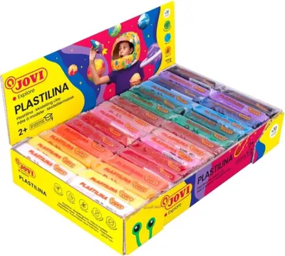 Produktbild von Jovi Plastilin, leicht formbare Modelliermasse für Kinder ab 2 Jahren, 30 Stangen, 15 x 2 Farben, je 50g