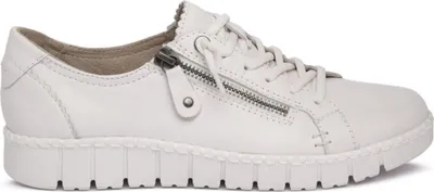 Produktbild von Jana Damen Low-Top Sneaker aus weißem Leder mit Reißverschluss, ganzjährig