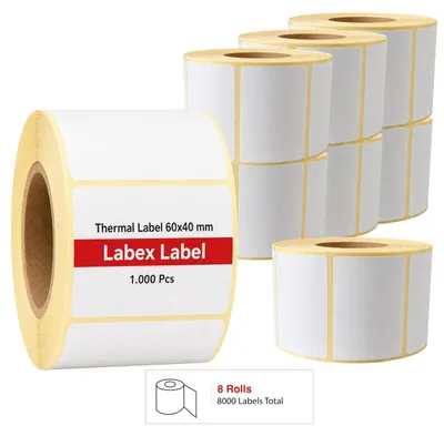 Produktbild von Thermo-Etiketten, 60 x 40 mm, in 8 Rollen