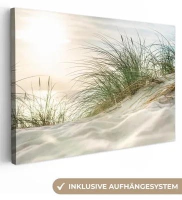 Produktbild von MuchoWow® - Leinwandbilder - Dünen am Wattenmeer, Wandbild, Wanddeko Bilder Wohnzimmer, 60x40 cm