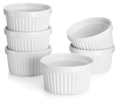 Produktbild von 6er Set Soufflé Förmchen, 150 ml, Creme Brulee Formen aus Porzellan, Förmchen für Muffins, Cupcakes