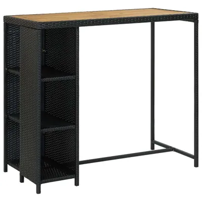 Immagine prodotto di set bar da giardino 5 pezzi con cuscini in poly rattan nero