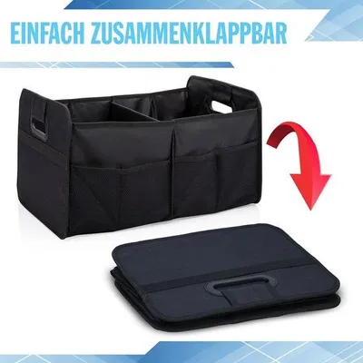 Zdjęcie produktu dla Organizer do bagażnika 50 x 32 x 70 cm, 2 duże przegródki, czarny, składany