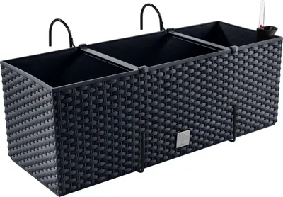 Produktbild von Balkonový box Geländeropf mit Haken + Irrässerung Blumentopf RATO CASE 50cm antracitový
