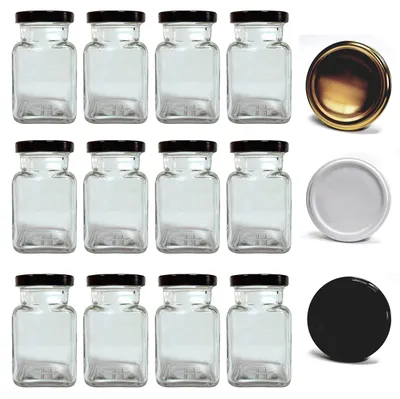 Obrázek produktu pro Akada, 12 skleněných nádob na koření, objem 150 ml, vhodné do kuchyně, pro skladování