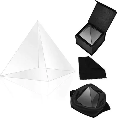 Zdjęcie produktu dla Fotografia Prisma Piramida – 8 x 8 x 9,7 cm – Kryształ – Załamanie światła – Aksamitny woreczek – Tęcza