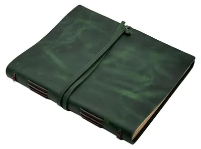 Immagine prodotto di Quaderno grande in vera pelle, formato A4, 20,3 x 25,4 cm, color verde scuro
