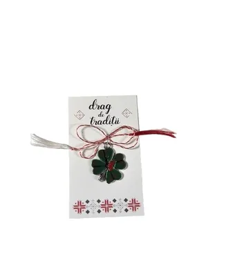 Produktbild von Martisor Märzchen Trifoi Charm Anhänger als Kleeblatt aus Metall 2401