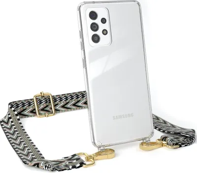 Produktbild von EAZY CASE Handykette - Verstellbarer Trageriemen kompatibel mit Samsung Galaxy A52 / A52 5G / A52s 5G, Handykordel mit transparenter Silikon-Hülle, Band in Grün