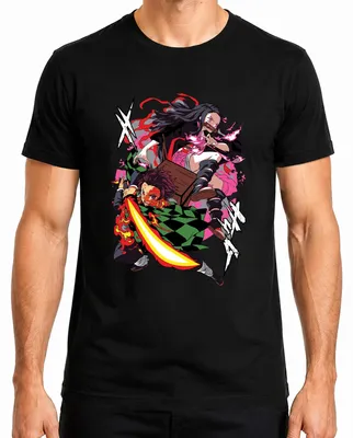 Produktbild von Kimetsu no Yaiba Tanjiro Nezuko Feuerklinge Anime Geschenk Manga Herren T-Shirt, Schwarz, XL