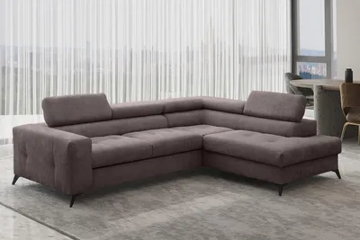 Produktbild von Kaiser Möbel Ecksofa mit schlaffunktion und bettkasten, Sofa L-form, Couch L-form Arcadi Dicker Cord Braun Rechts