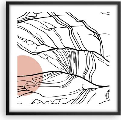 Produktbild von Gerahmtes Poster - Schwarzer Rahmen - Abstraktion Linien Sonne - 50x50 cm - Wand Bild - Wanddeko - Wandbilder - Kunstposter - Wandposter - Bilderrahmen - Bilder - Kunstdruck - P2BAC50x50-4770