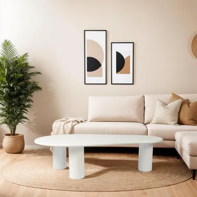 Image de Zita Home Table basse organique - 160 cm - Blanc - Bois de manguier