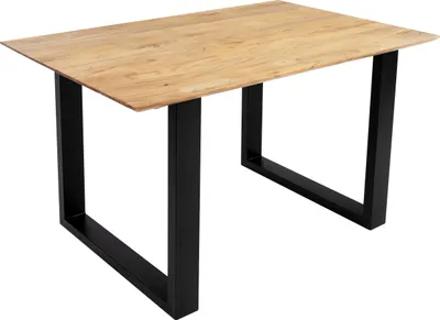 Produktbild von Esstisch 120x80cm Akazie massiv eichenfarben schweizer Kante U-Gestell schwarz DEAN