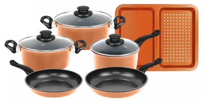 Obrázok produktu pre Herzberg HG-04838: 9-dielna sada riadu z medi s nepriľnavým povrchom