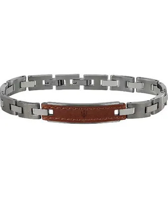 Produktbild von MASERATI BRACELET BROWN LEATHER 100% Edelstahl silber