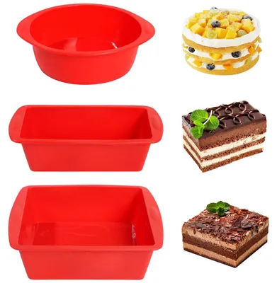 Obrázok produktu pre VINATO Sada silikónových foriem na pečenie, 3 kusy, nepriľnavé, okrúhle formy na koláče