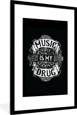 Produktbild von MuchoWow® MuchoWow® Gerahmtes Poster Musik - Retro - Zitat 60x90 cm - Poster mit zchwarzem Bilderrahmen - Dekoration - Wandposter Wohnzimmer - Hochwertig
