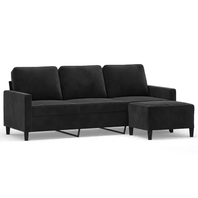 Immagine prodotto di vidaXL Divano a 3 posti con poggiapiedi nero 180 cm in velluto