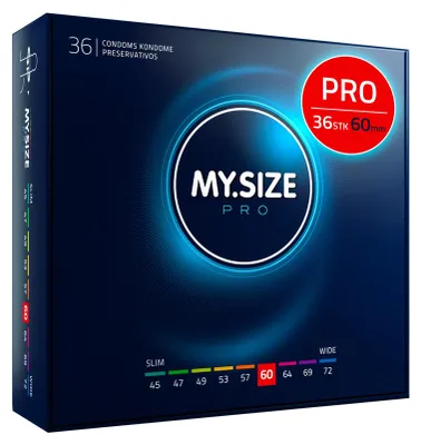 Produktbild von MY.SIZE PRO ELITE Kondome, Größe 5, 60 mm, XL, 36 Stück – Extra reines Vytex-Latex, leicht zu öffnen
