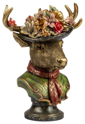 Produktbild von Formano Hirsch Büste Deko Hirschkopf Skulptur 40 cm Dekofigur aus Kunststein