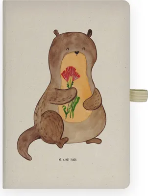 Produktbild von Mr. & Mrs. Panda Notizbuch A4 Hardcover Otter Blumenstrauß - Transparent - Geschenk, Journal, Süß, Niedlich, kariert, Seeotter See, DIN, Tagebuch