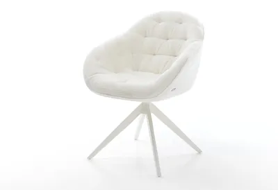 Produktbild von DELIFE Drehstuhl Gaio-Flex Bouclé Soft Beige Kreuzgestell breit Weiß 360° drehbar Wippfunktion
