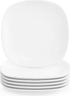 Obrázek produktu pro Série Elisa 6dílná sada 7,5" porcelánový dezertní talíř, 19 x 19 x 2 cm dortový talíř, sada nádobí pro 6 osob.