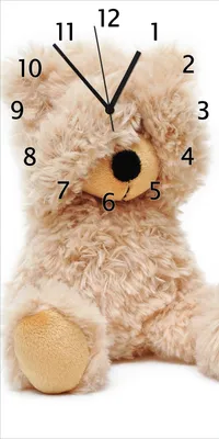 Produktbild von Wallario Design Wanduhr bedruckt, Größe 30 x 60 cm, Motiv: Süßer Teddybär
