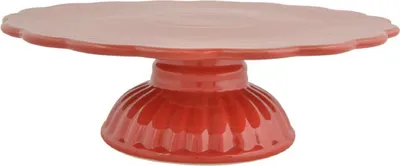Produktbild von IB Laursen Tortenplatte Kuchenplatte Fuß Mynte rot Keramik Shabby Neu