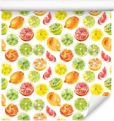Produktbild von 10m VLIES TAPETE Rolle Küche Obst Zitronen Orangen Limetten Exotisch XXL