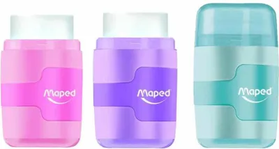 Zdjęcie produktu dla Maped 49231 Zestaw gumka-ostrzałka Maped Connect Duo PASTEL, display 20 szt