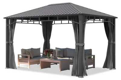 Obrázek produktu pro Zahradní altán 3x4 m - Hardtop ocelová střecha - vč. 4 závěsů - Šedá