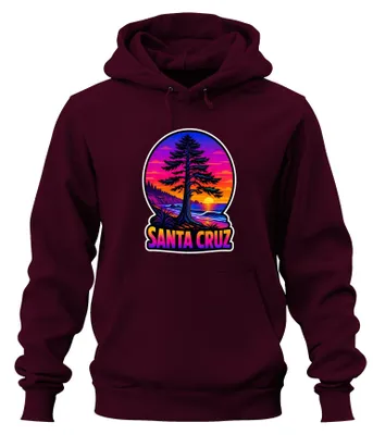 Produktbild von Santa Cruz California Beach Surfen Sunset Kalifornien Hoodie Kapuzenpullover, Burgundy, L