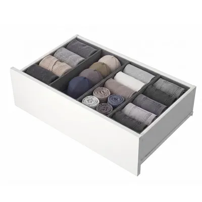 Produktbild von Aufbewahrungsbox Schubladen Organizer aus Vliesstoff Faltbare Aufbewahrungsboxen 4er-Set 17,5 x 41 x 11 cm für MALM Kommode ohne Fächer für Kleidung
