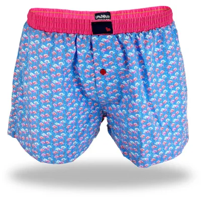 Produktbild von UnaBux Herren Boxershort L Flamingo Blau-Pink mit Allover-Print