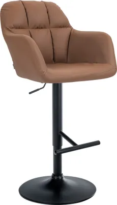 Produktbild von CLP Barhocker Natoma Kunstleder I 360° Drehbar, Metallgestell Höhenverstellbar hellbraun Material Gestell Metall matt schwarz