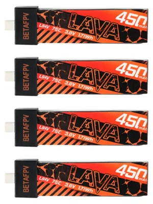 Produktbild von BetaFPV LAVA Lipo Akku 75C LiHV 450mAh 1S 4 Stück