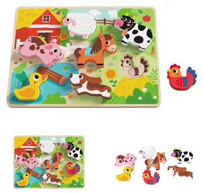 Immagine prodotto di Tooky Toy Puzzle 3D in legno per bambini, puzzle da 8 pezzi, da 12 mesi verde